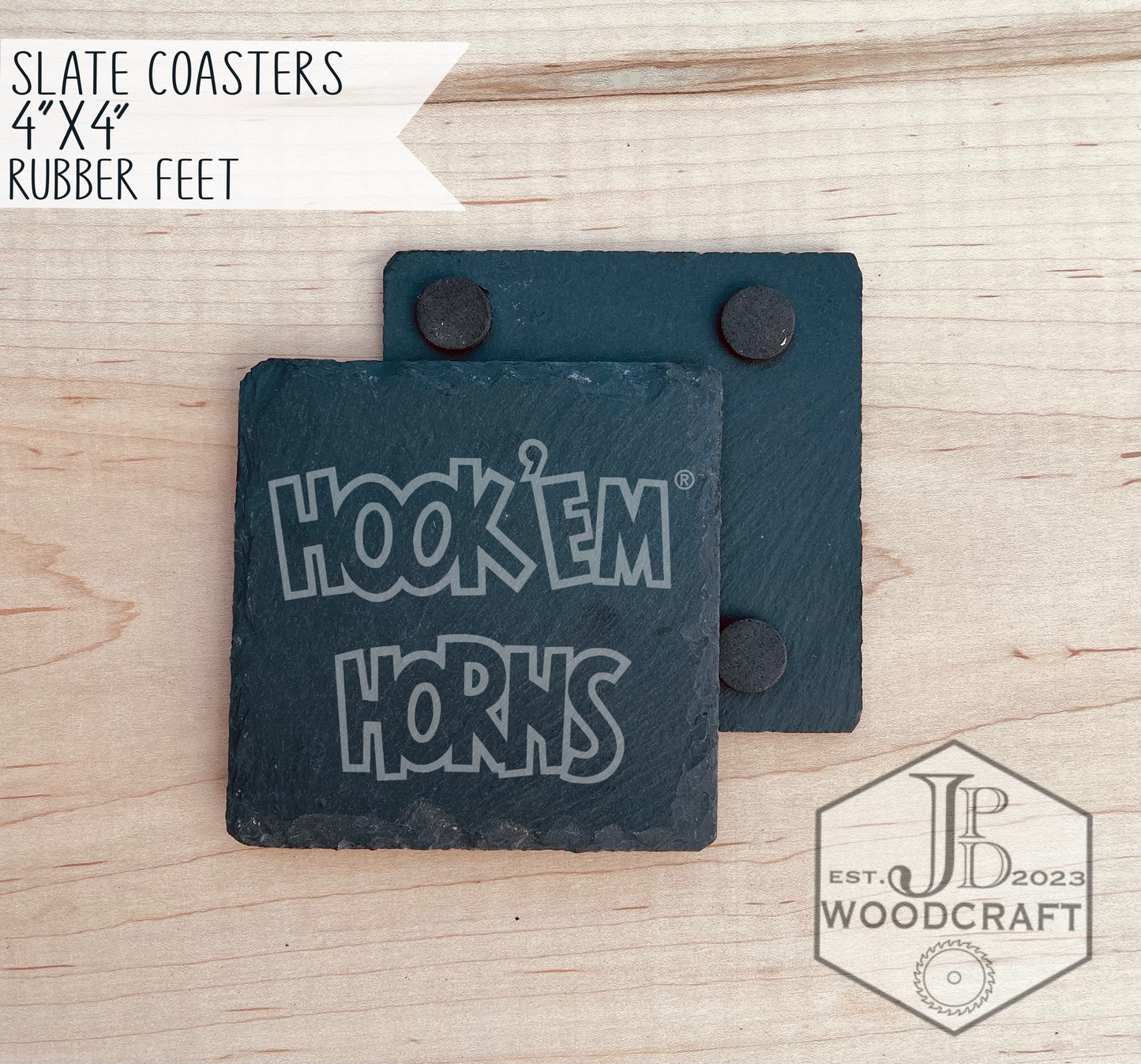Texas Longhorns Engraved Coaster Set (Officially Licensed)