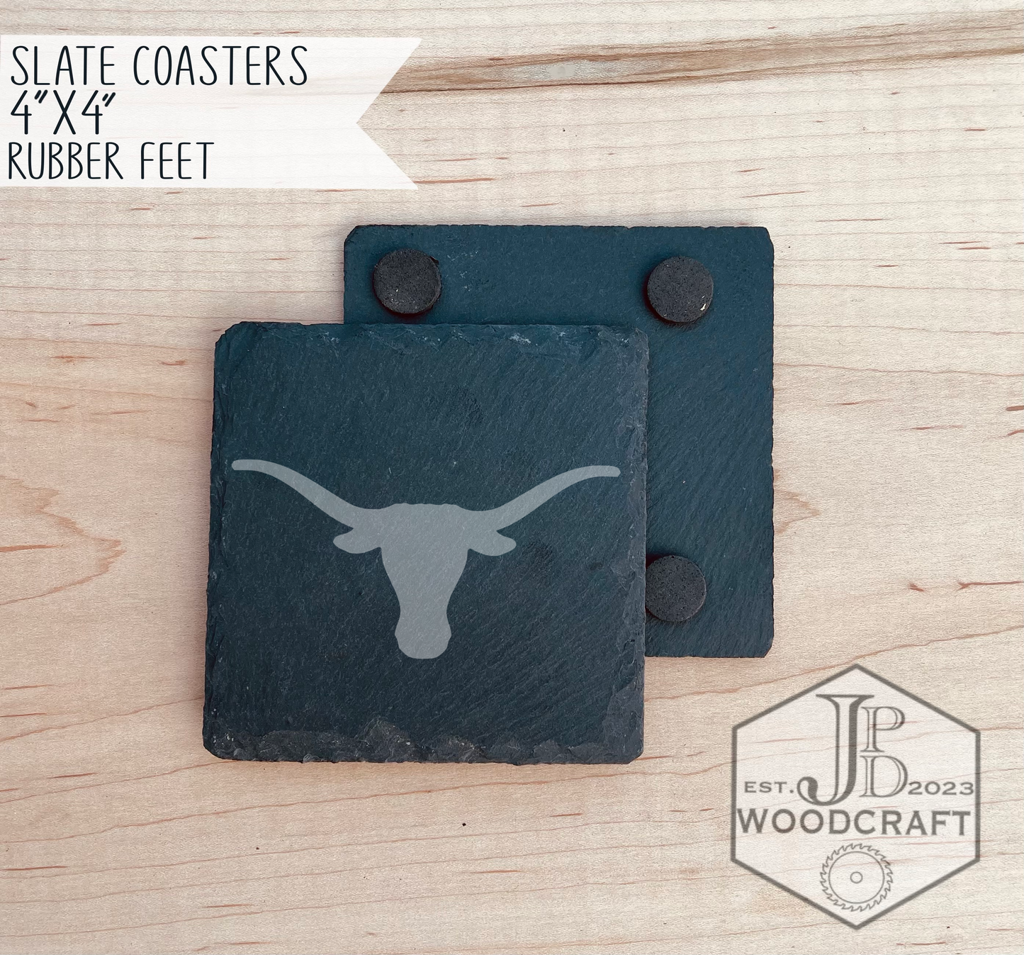Texas Longhorns Engraved Coaster Set (Officially Licensed)