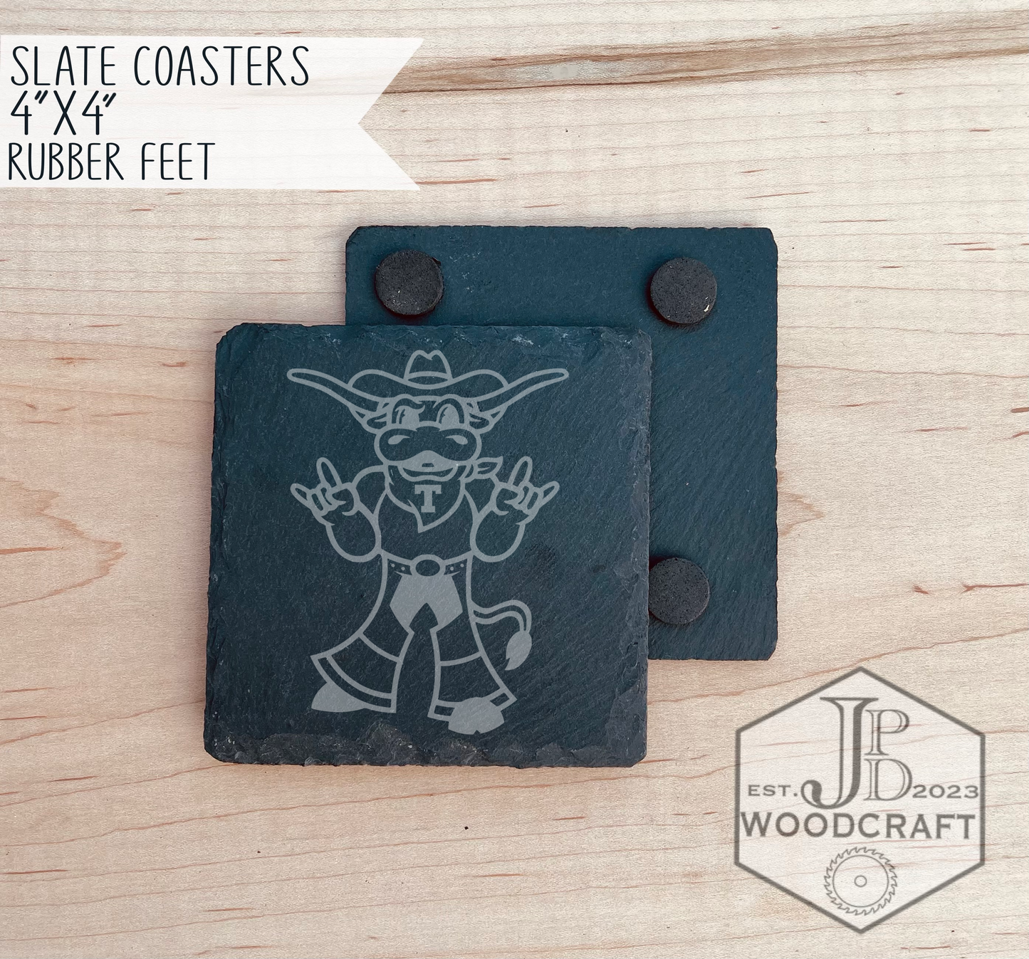 Texas Longhorns Engraved Coaster Set (Officially Licensed)