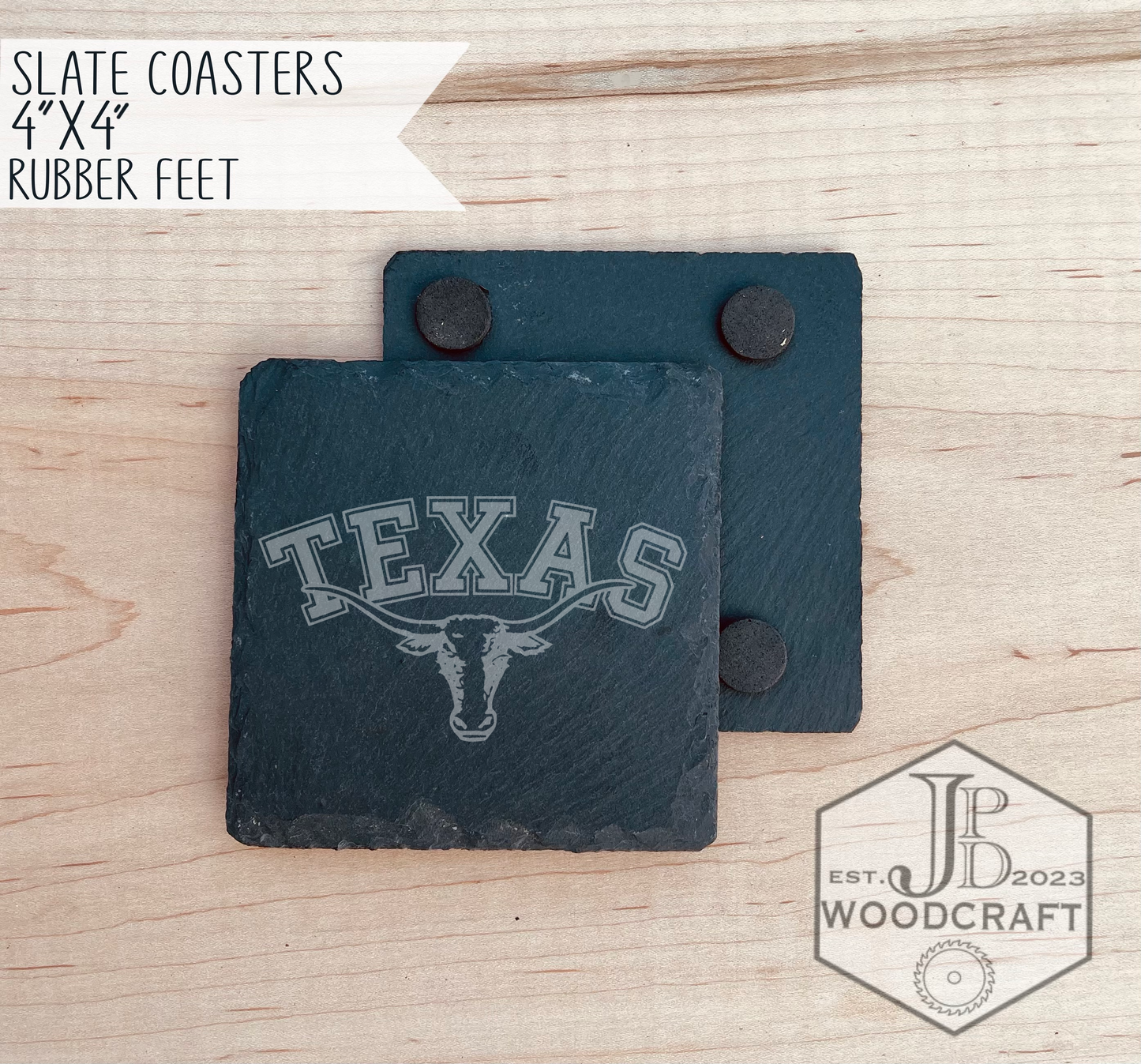 Texas Longhorns Engraved Coaster Set (Officially Licensed)
