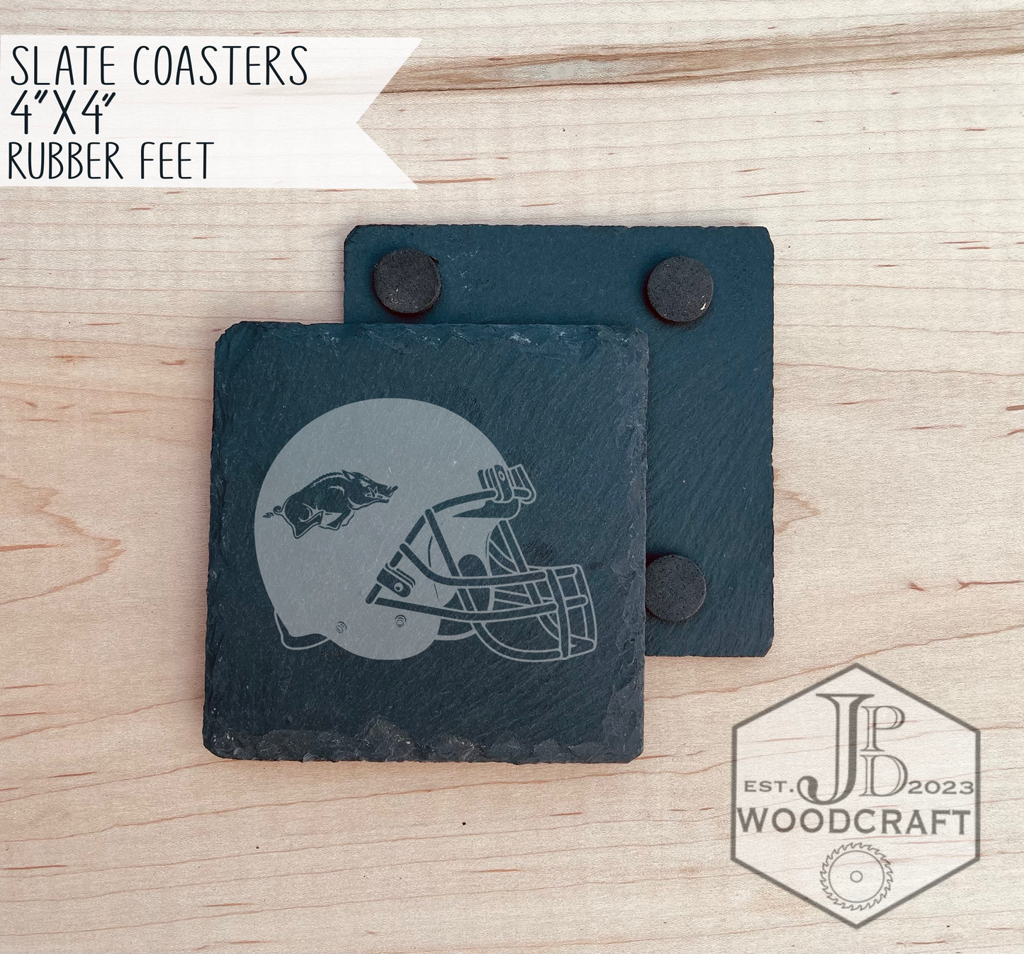 Arkansas Engraved Coaster Set (Officially Licensed)