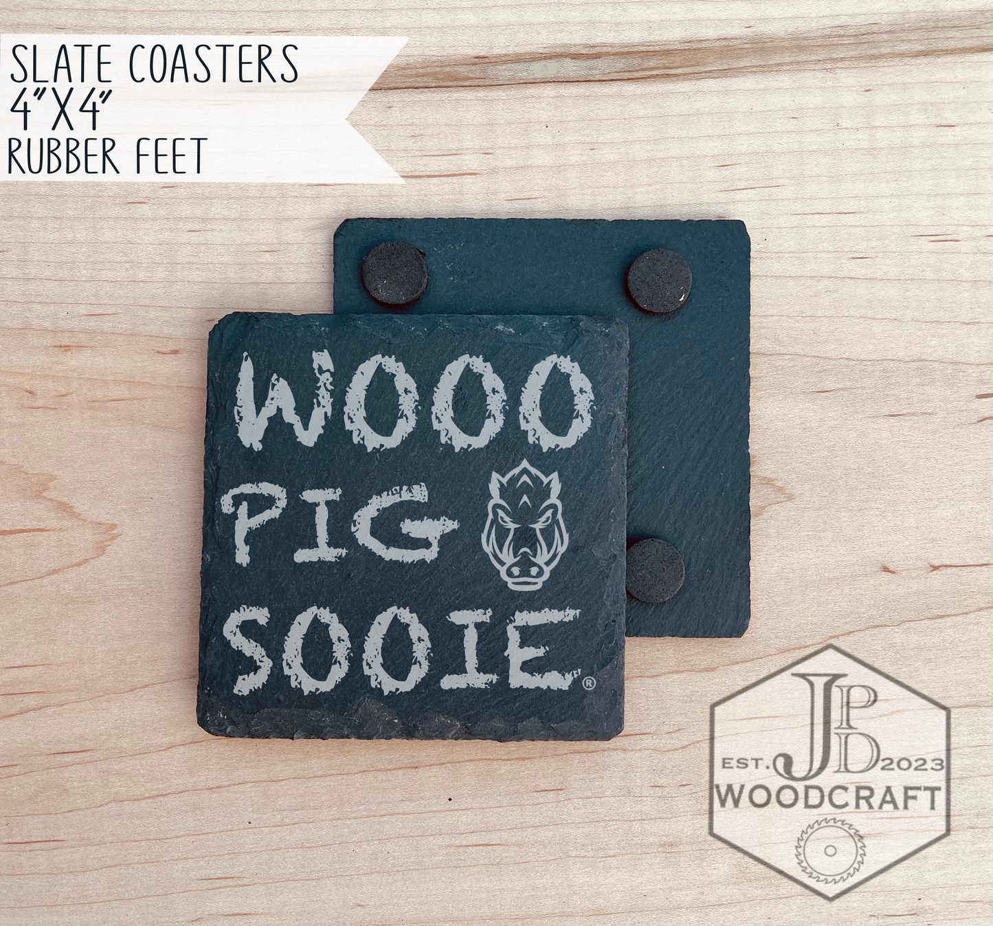 Arkansas Engraved Coaster Set (Officially Licensed)