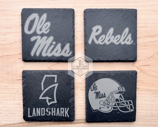 Ole Miss Engraved Coaster Set (Officially Licensed)
