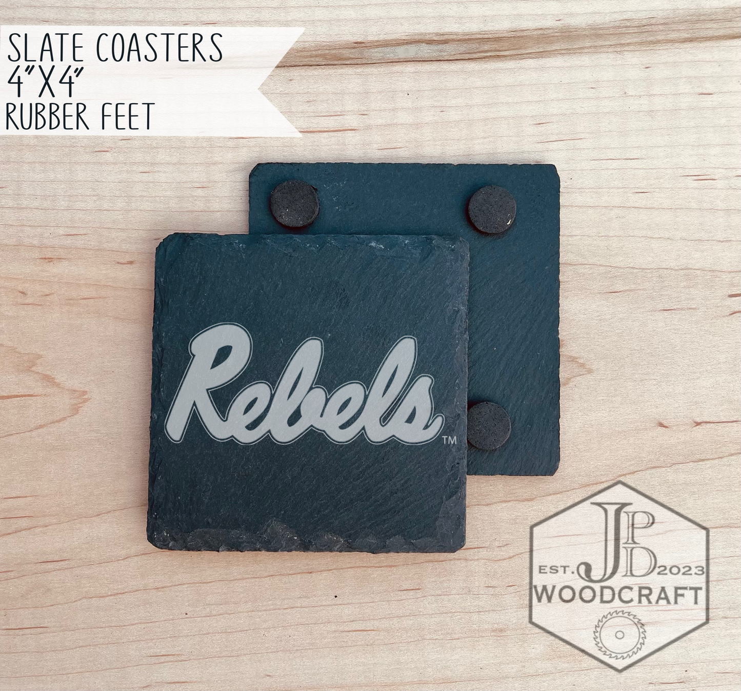Ole Miss Engraved Coaster Set (Officially Licensed)