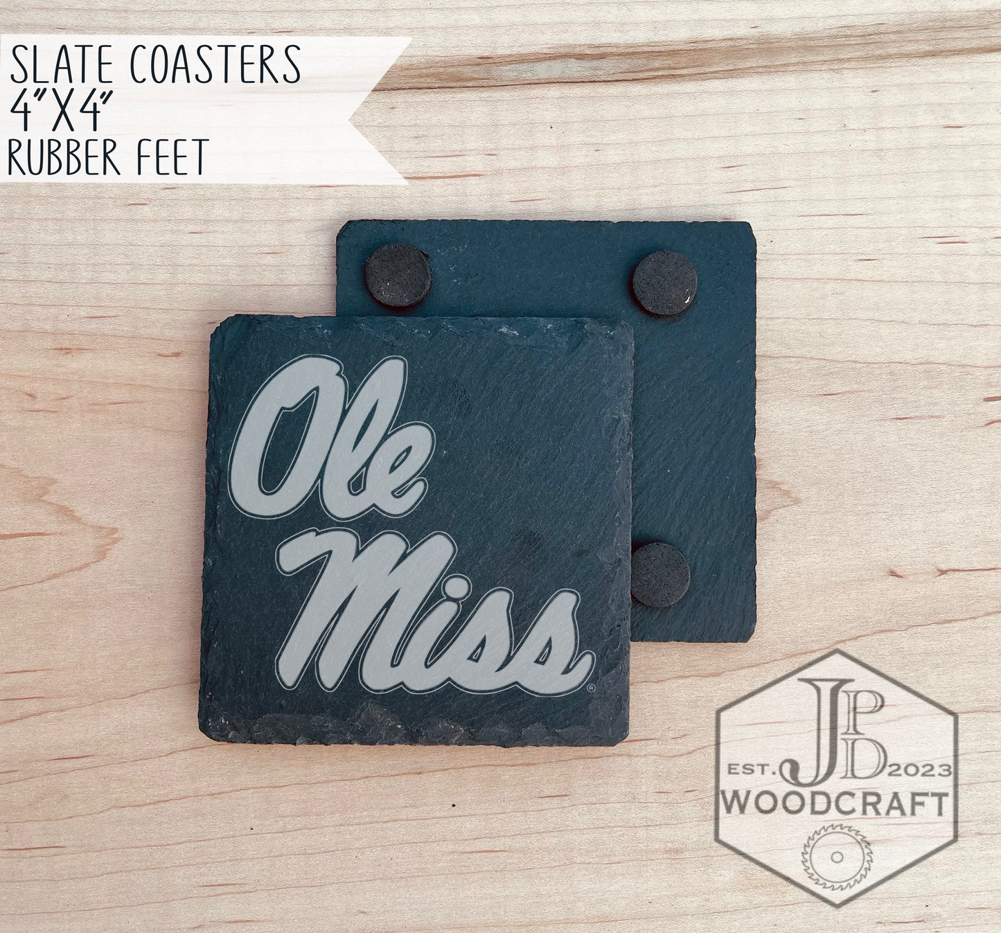 Ole Miss Engraved Coaster Set (Officially Licensed)