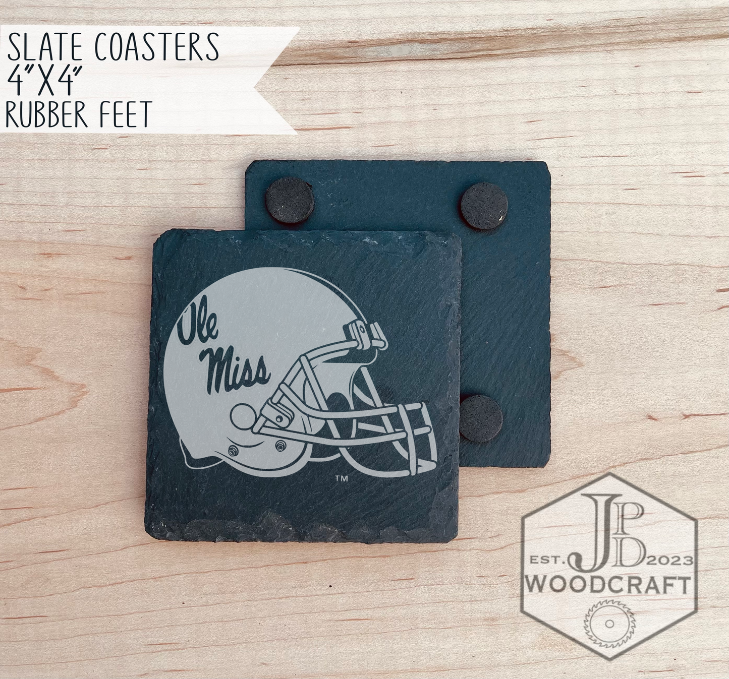 Ole Miss Engraved Coaster Set (Officially Licensed)