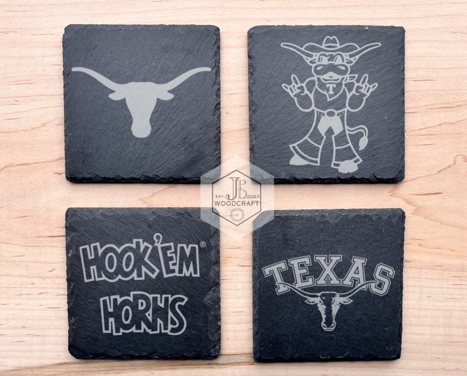 Texas Longhorns Engraved Coaster Set (Officially Licensed)