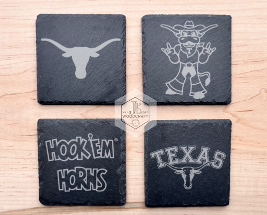 Texas Longhorns Engraved Coaster Set (Officially Licensed)